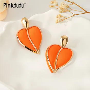 Pinkdudu Модные 3-цветные многослойные серьги Love Drop, Элегантные Роскошные Серьги с эмалевым сердцем, Геометрические серьги для женщин, ювелирные изделия PD1489