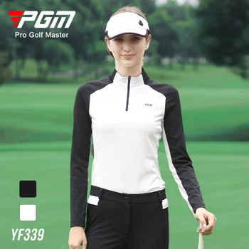 Женская футболка для гольфа PGM, женские высокоэластичные теплые топы, весенне-осенняя спортивная повседневная рубашка-поло YF339