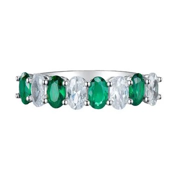 Магазин 2023 Новое серебряное кольцо S925 с белым и зеленым бриллиантом европейской и американской моды