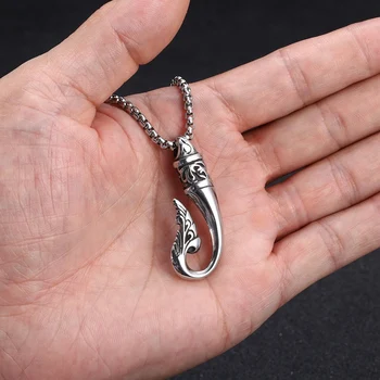 Ожерелье в форме рыболовного крючка в стиле ретро Viking, мужское ожерелье, металлическое скользящее винтажное ожерелье с рыболовным крючком, ювелирные изделия BB0851