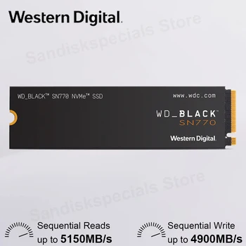 Оригинальный WD_BLACK SN770 NVMe SSD 2 ТБ 1 ТБ 500G Внутренний Игровой Твердотельный накопитель Gen4 PCIe M.2 2280 до 5150 МБ/с Для ПК