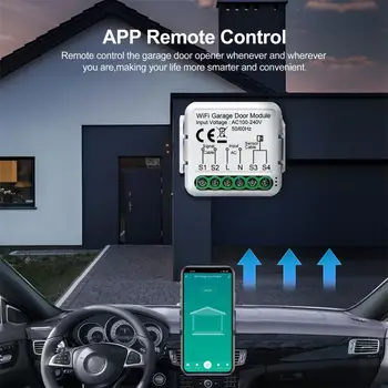 Переключатель гаражных ворот Ip20, функция совместного использования приложения с дистанционным управлением, уведомления о безопасности в режиме реального времени, интеллектуальные и удобные.