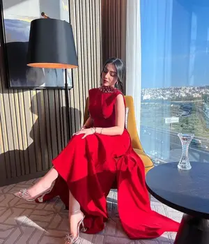 Платья для выпускного вечера Red Lady из Саудовской Аравии, современные бусы с открытой спиной, длиной до пола, для официальных мероприятий, простые вечерние платья для вечеринок, Vestidos De