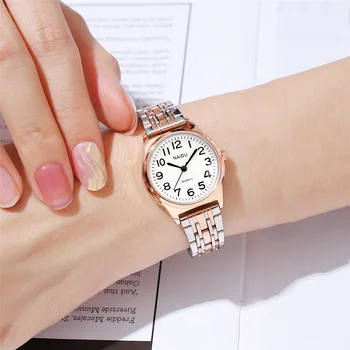 роскошные женские наручные часы из кварцевой стали с маленьким круглым циферблатом