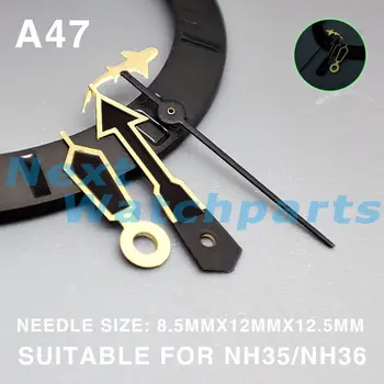 Стрелки часов в форме рыбьей точки с золотой отделкой для Miyota NH35 NH36 4R /7S/NH38