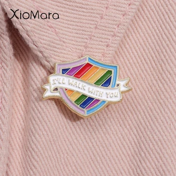 Эмалированный значок с эмалью в виде щита ЛГБТК На заказ 